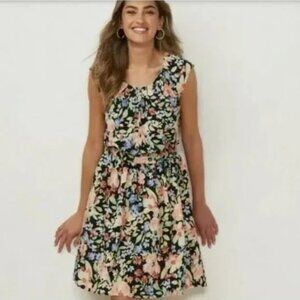 NWT - Lauren Conrad Floral Pleat Neck Dress Size: S